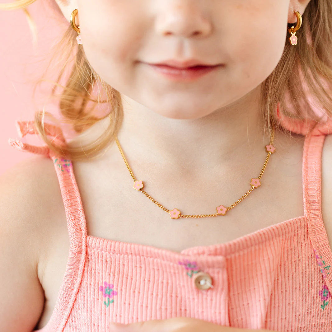 Petite Pink Flower Necklace