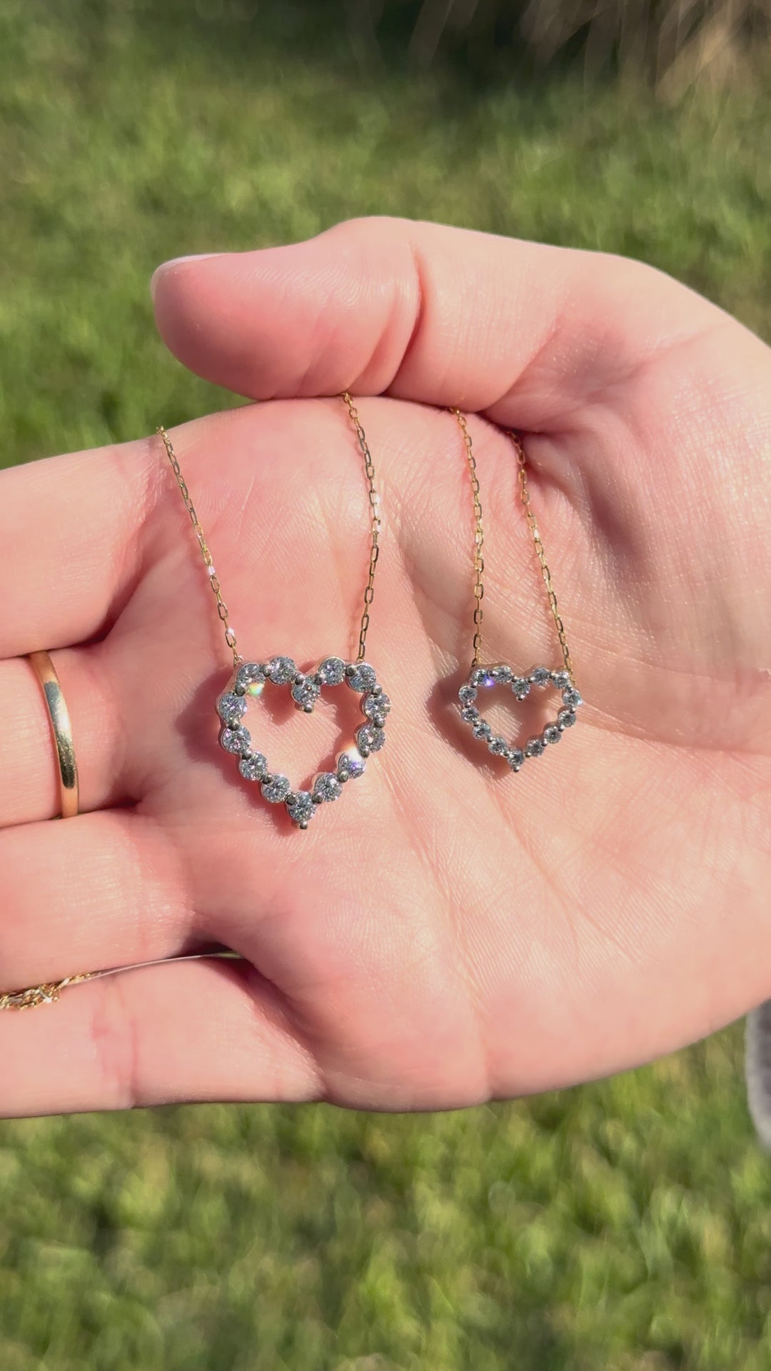 14K Two-Tone Diamond Open Heart Necklace