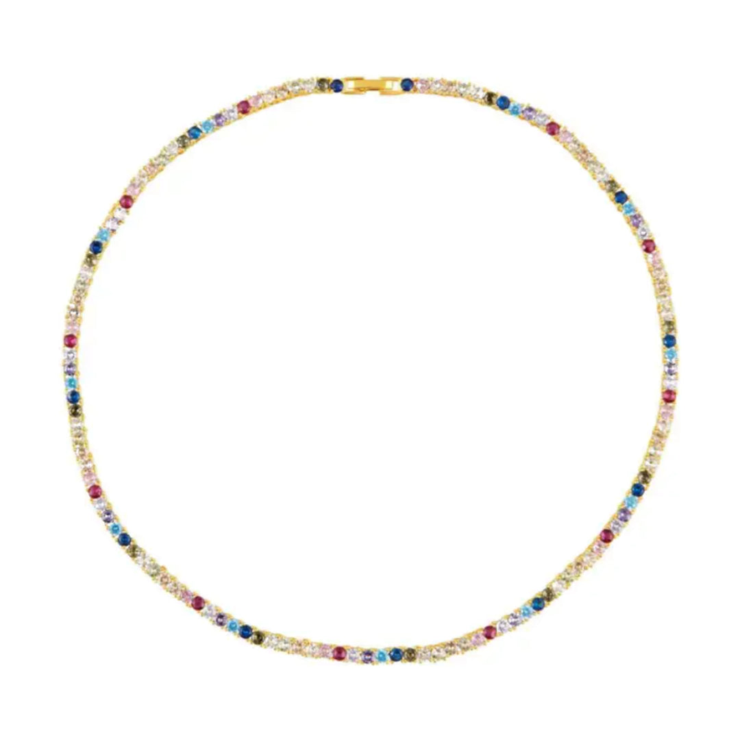 Rainbow Gemstone Tennis Necklace-Embark Fine Jewelry
