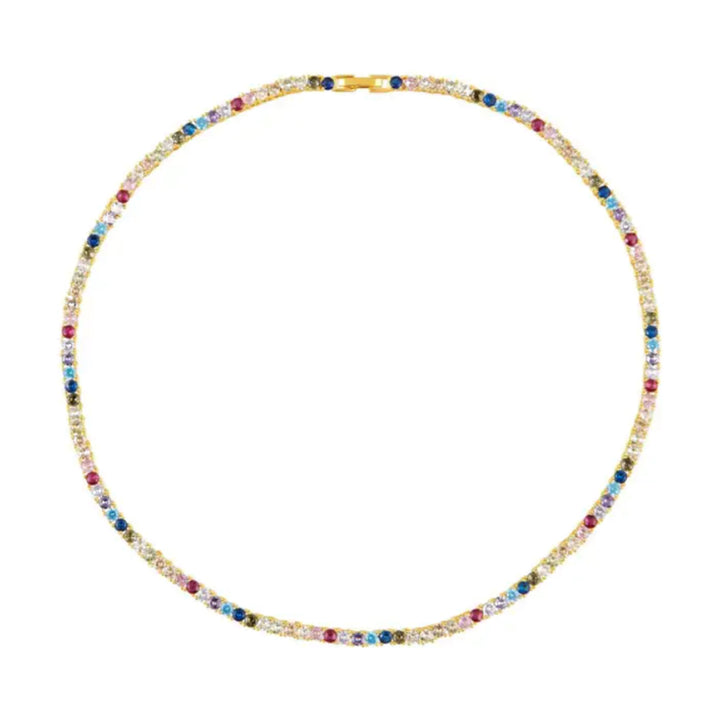 Rainbow Gemstone Tennis Necklace-Embark Fine Jewelry