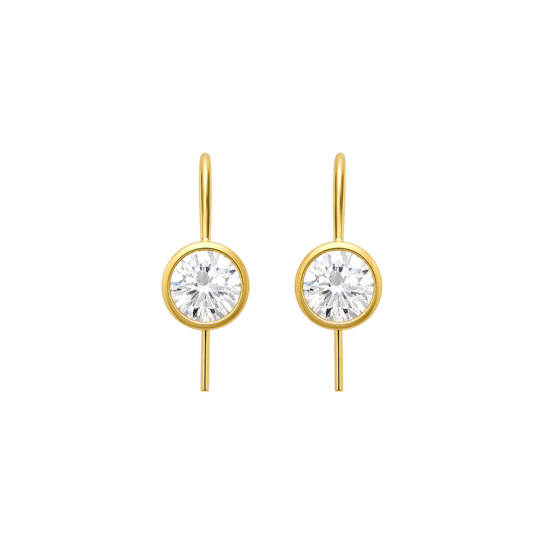 Round Bezel Fishhook Studs-Embark Fine Jewelry