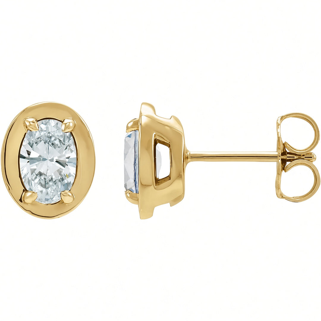 14K Diamond Bezel Stud Earrings