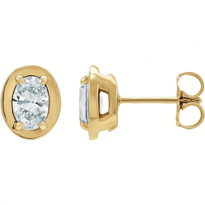 14K Diamond Bezel Stud Earrings