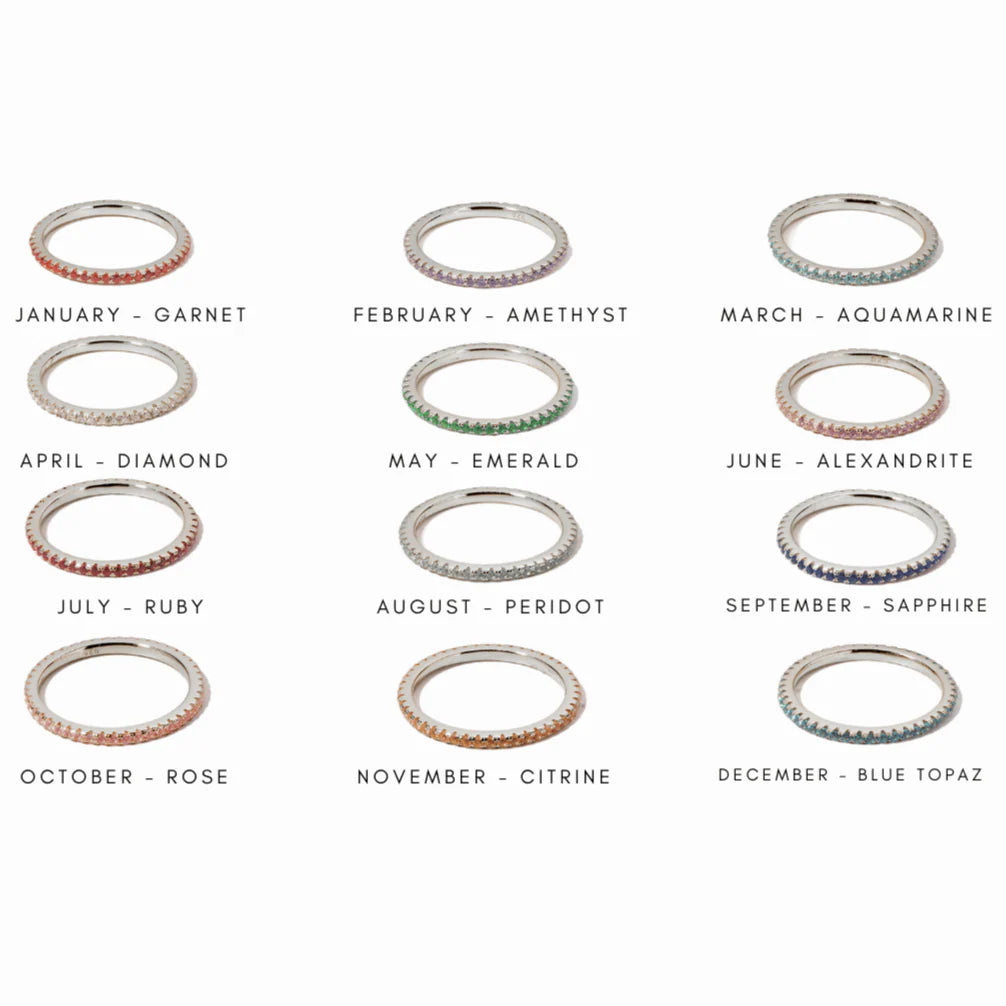 Silver Eternity Birthstone Ring