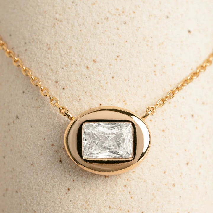 Bubble Bezel Baguette Necklace
