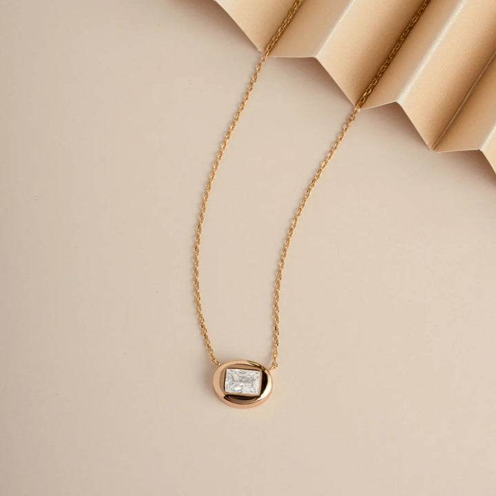 Bubble Bezel Baguette Necklace