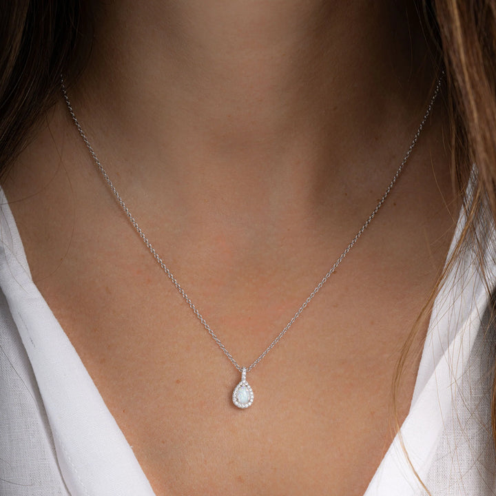 Opal Pear Pendant Necklace