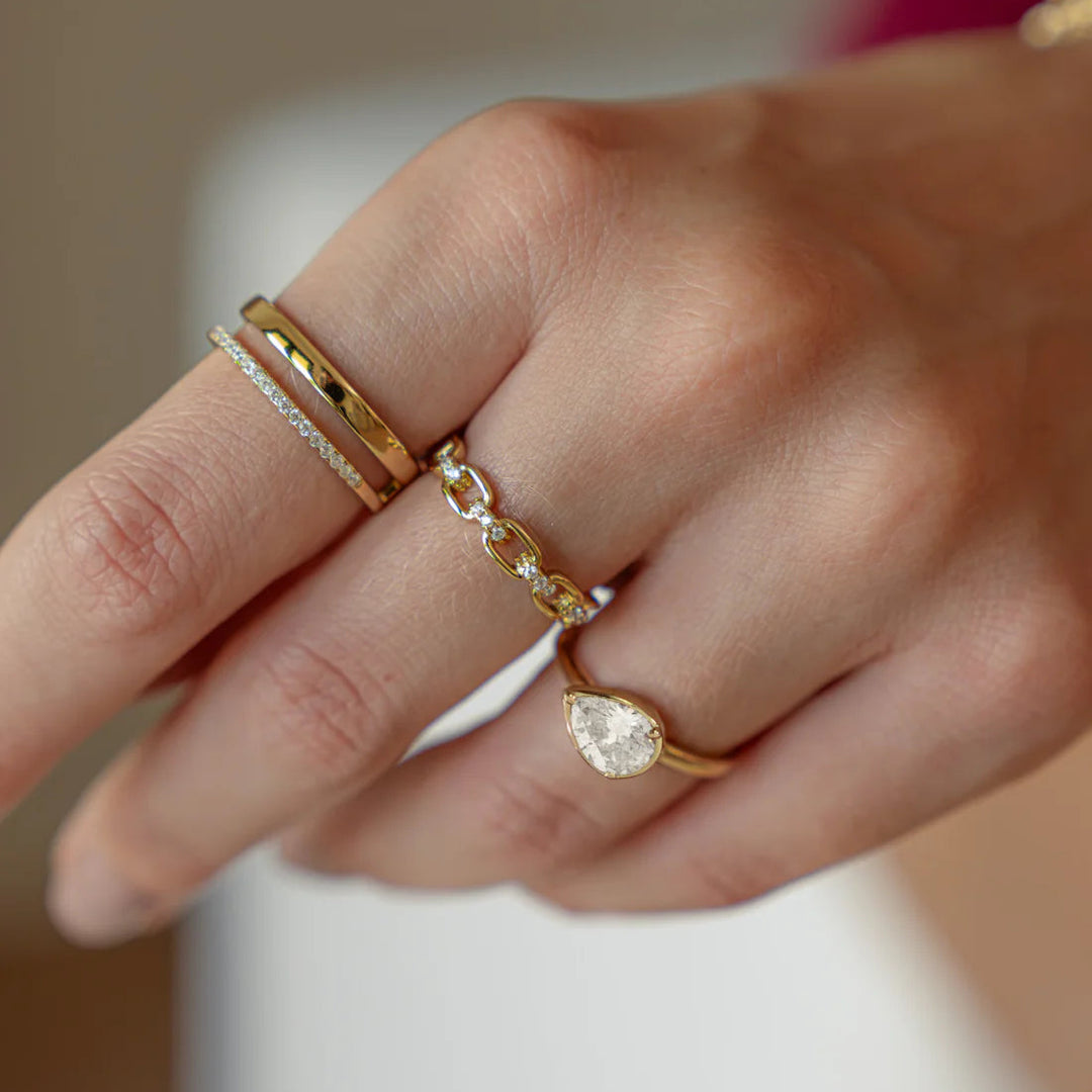 East-West Pear Bezel Ring