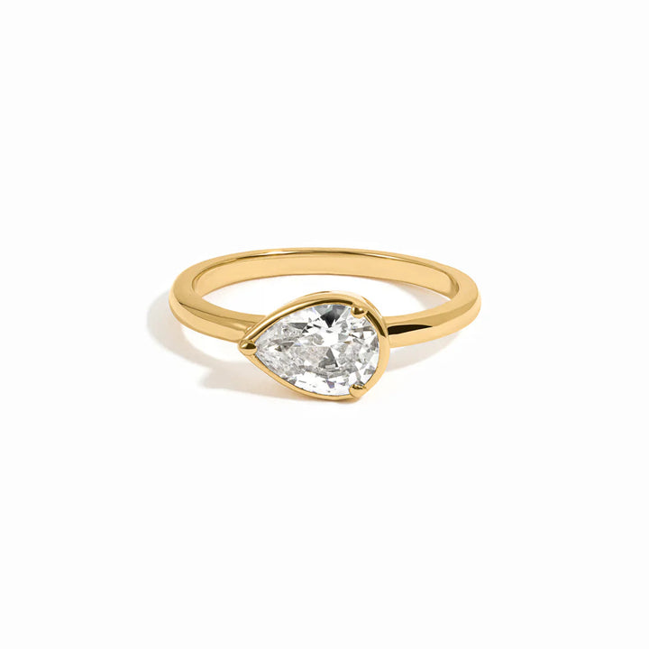 East-West Pear Bezel Ring