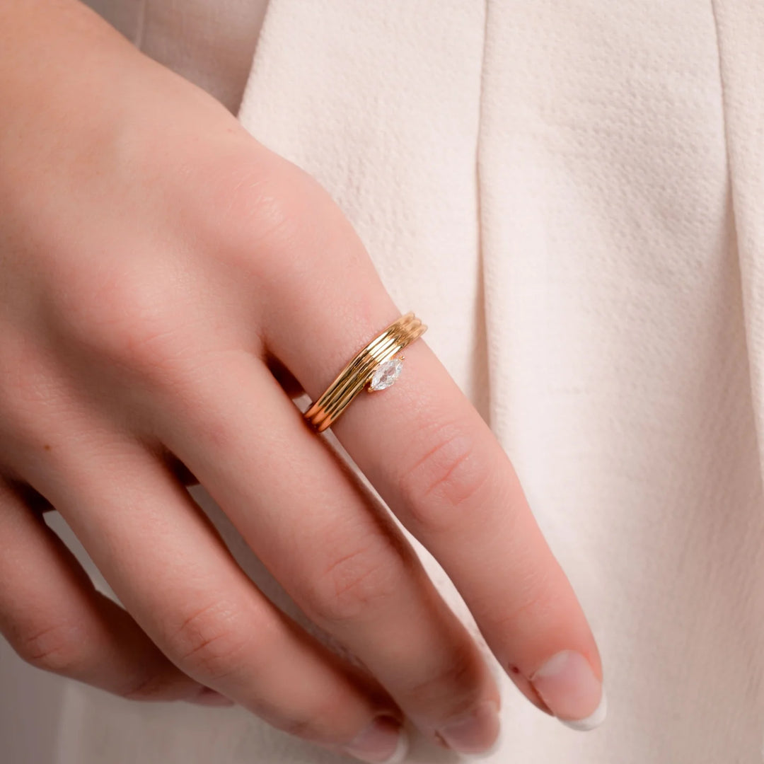 Floating Marquise Triple Band Ring