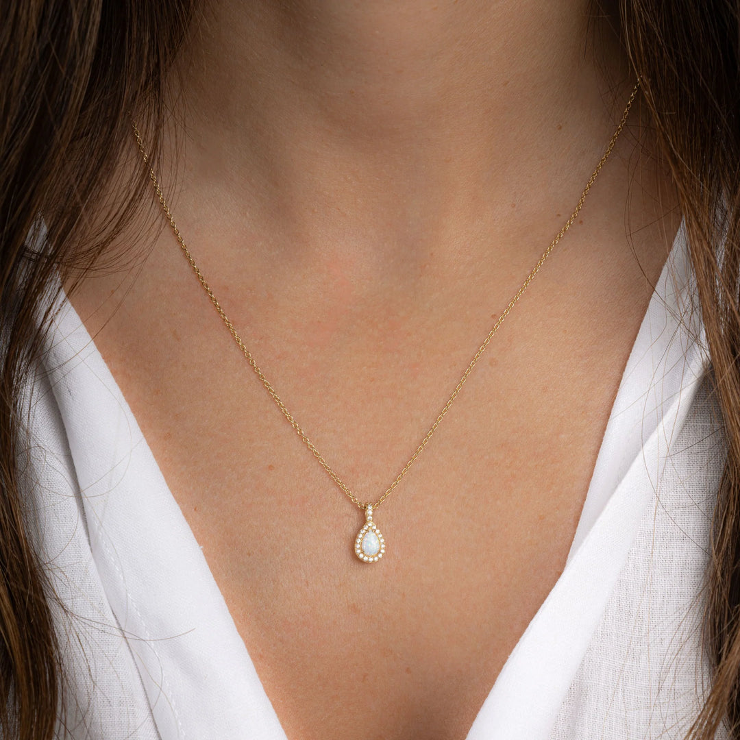 Opal Pear Pendant Necklace