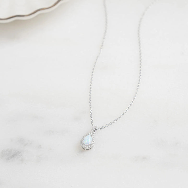 Opal Pear Pendant Necklace