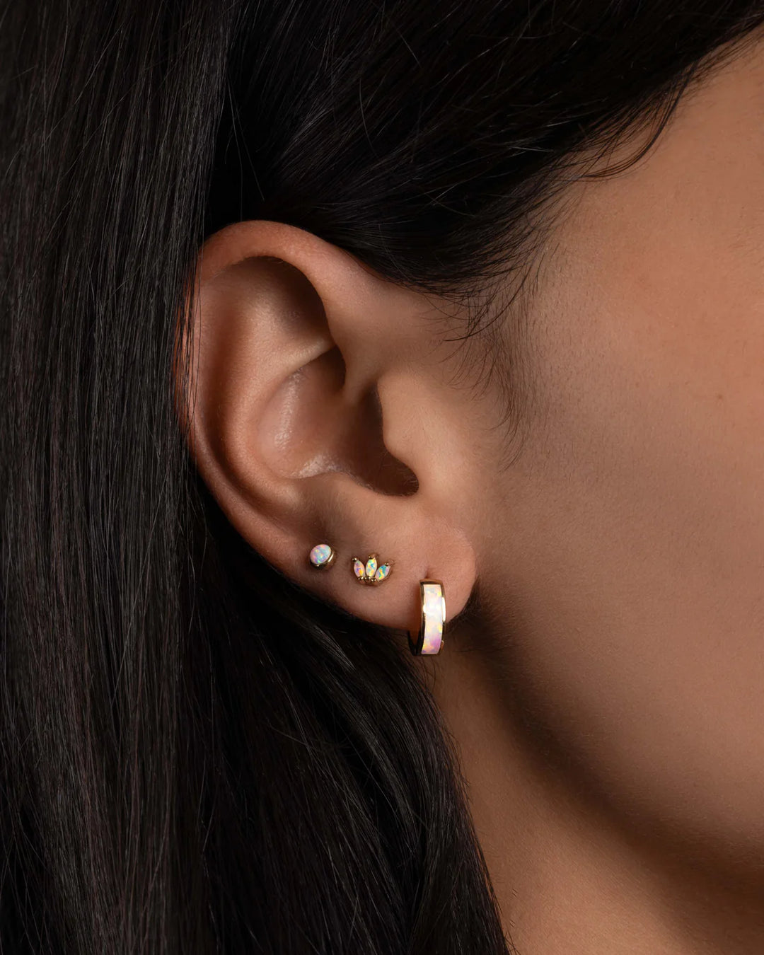 Tiny Opal Petal Stud