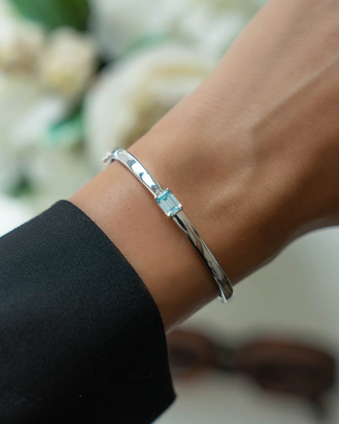 Aquamarine Baguette Bangle