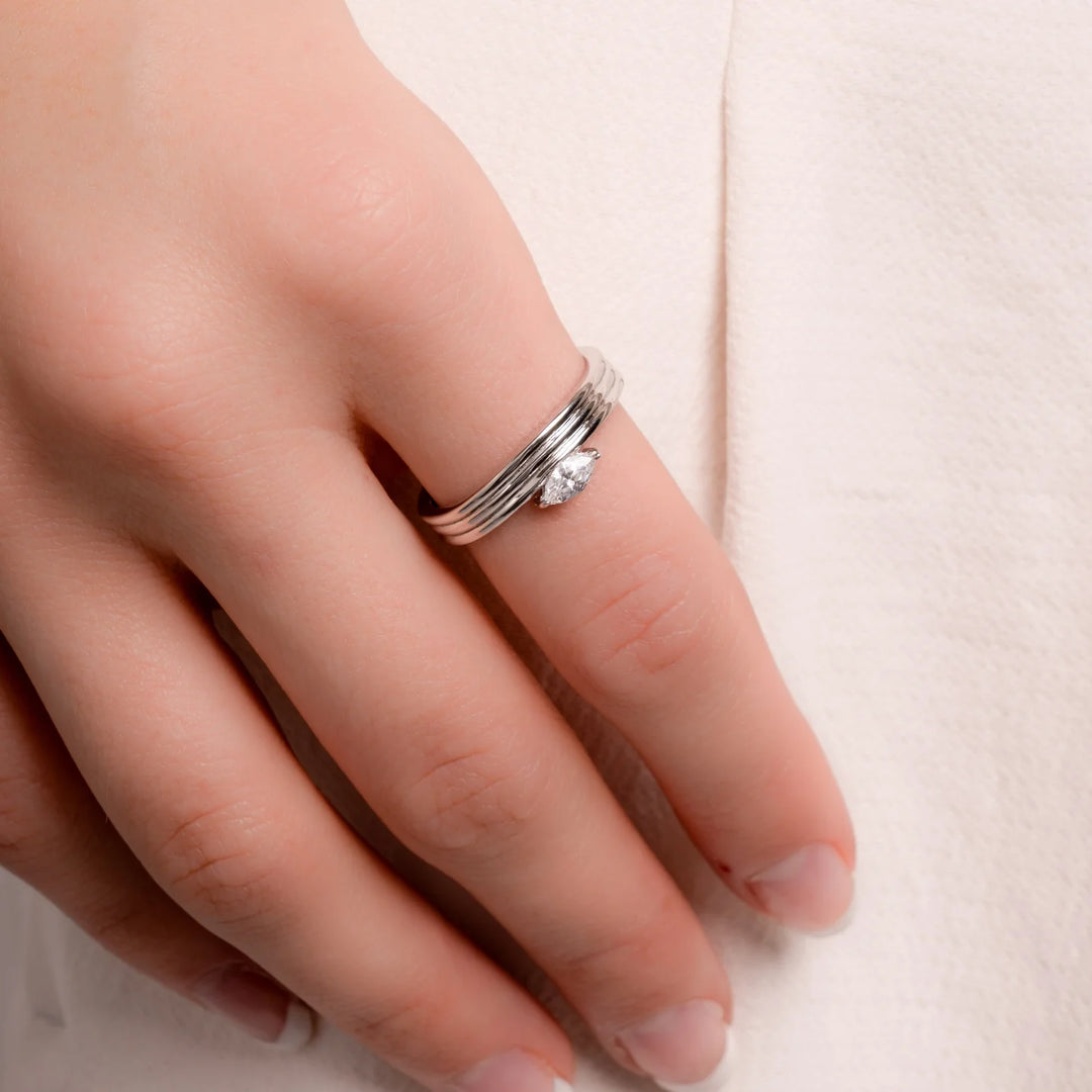 Floating Marquise Triple Band Ring
