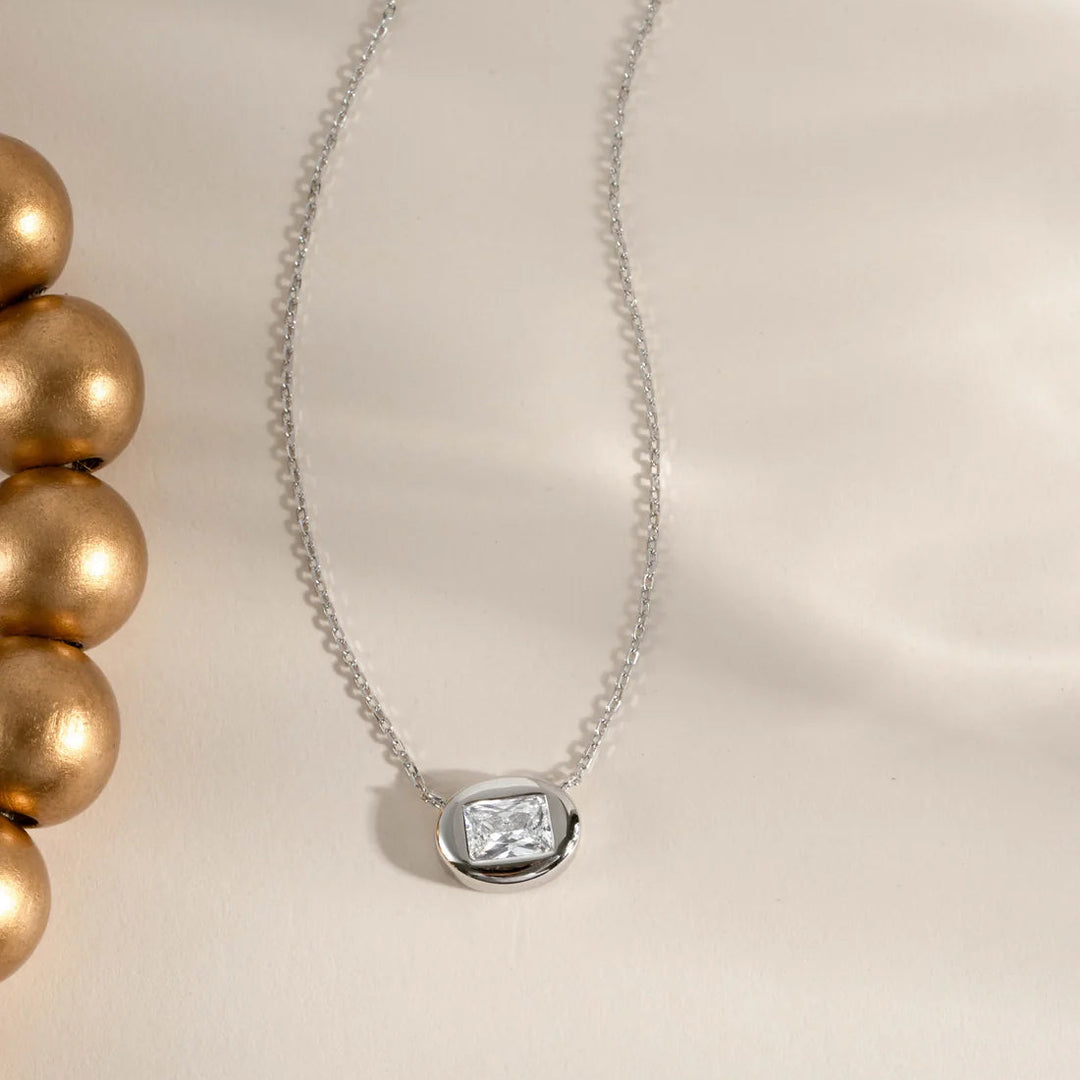 Bubble Bezel Baguette Necklace