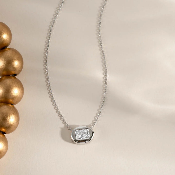 Bubble Bezel Baguette Necklace