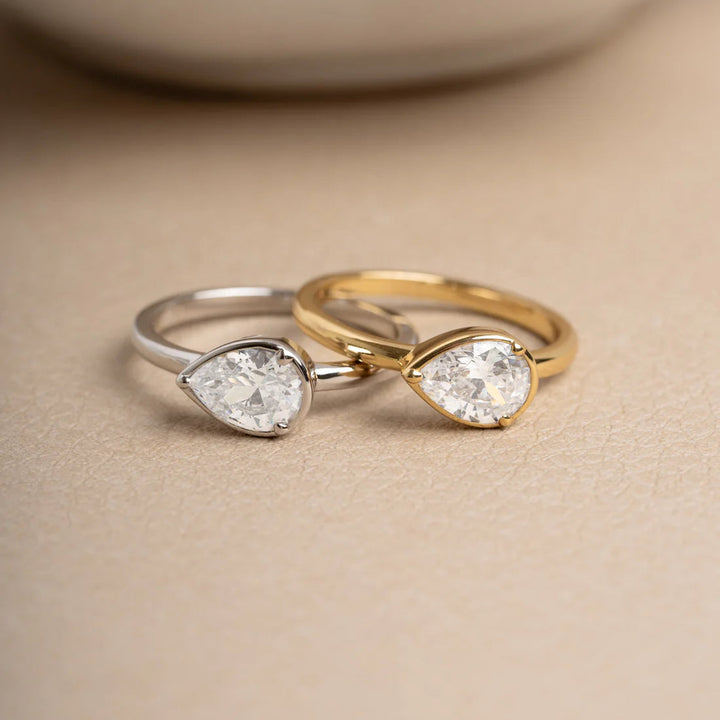 East-West Pear Bezel Ring