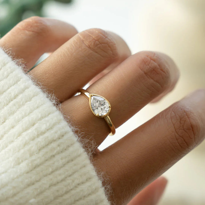East-West Pear Bezel Ring