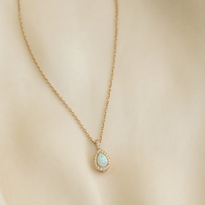Opal Pear Pendant Necklace