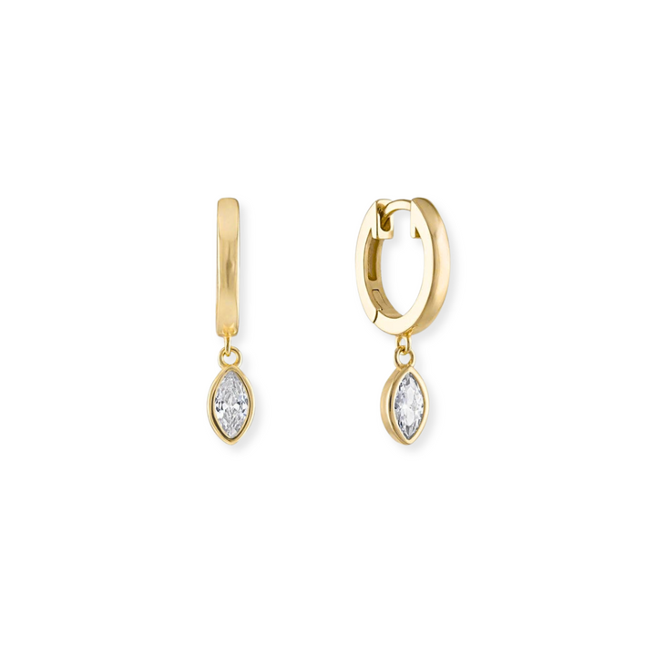 Marquise Bezel Charm Huggies