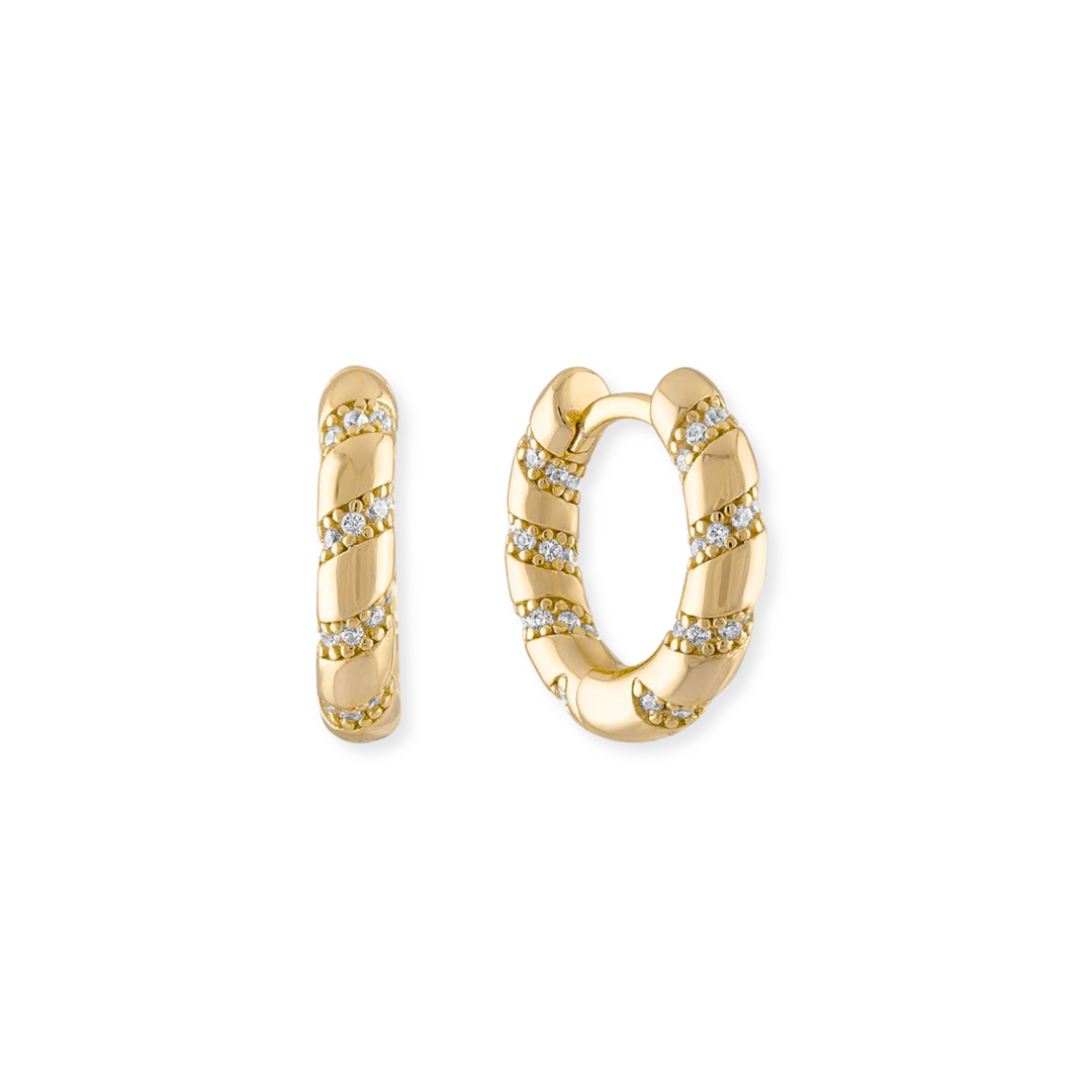 Pave Twist Tube Hoops
