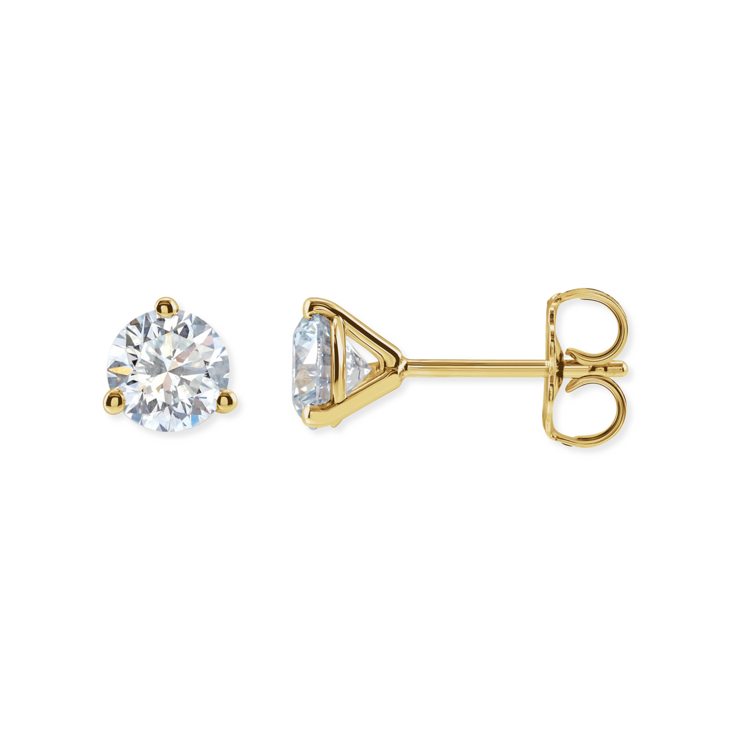 14K Lab Grown Diamond 3-Prong Martini Studs