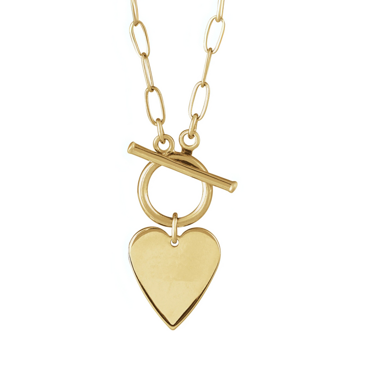 14K Engravable Heart Toggle Necklace