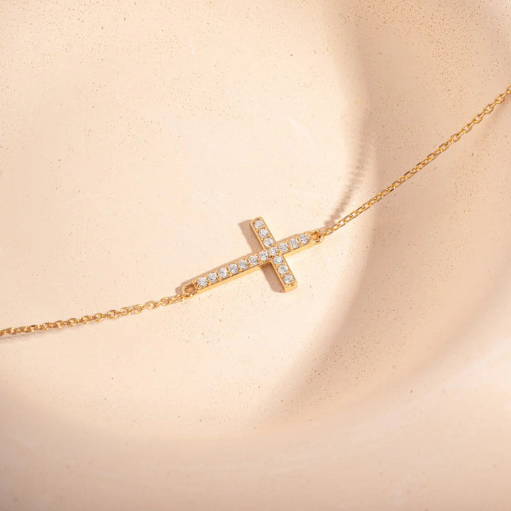 Sideways Pave Cross Bracelet-Embark Fine Jewelry