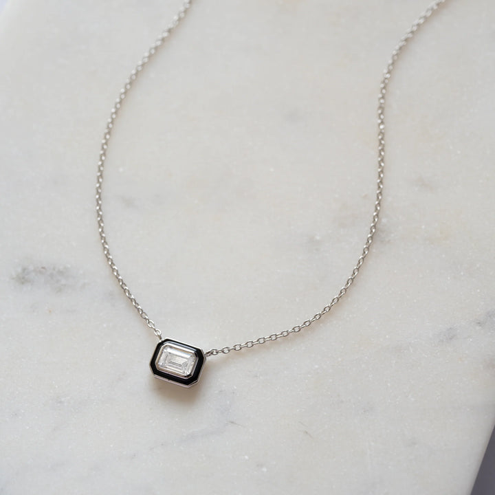 Black Enamel Baguette Necklace