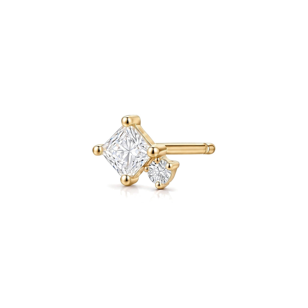 14K Princess-Cut White Sapphire Stud