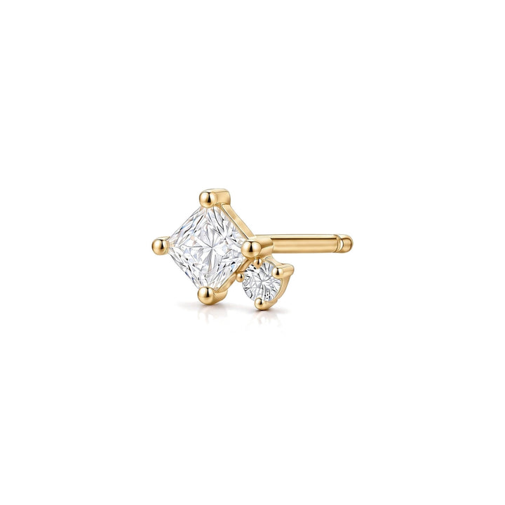 14K Princess-Cut White Sapphire Stud