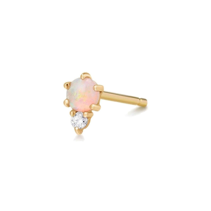 14K Opal &amp; Diamond Stud