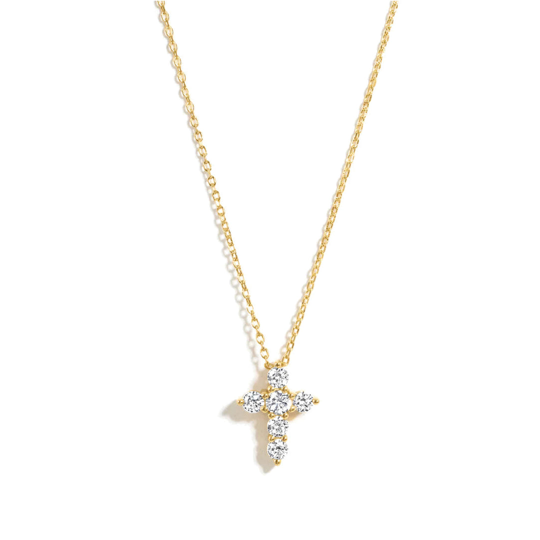 Small Studded Cross Necklace-Embark Fine Jewelry