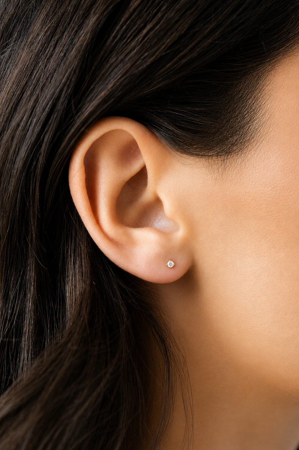 14K Round Lab Grown Diamond Flat Back (Smaller)