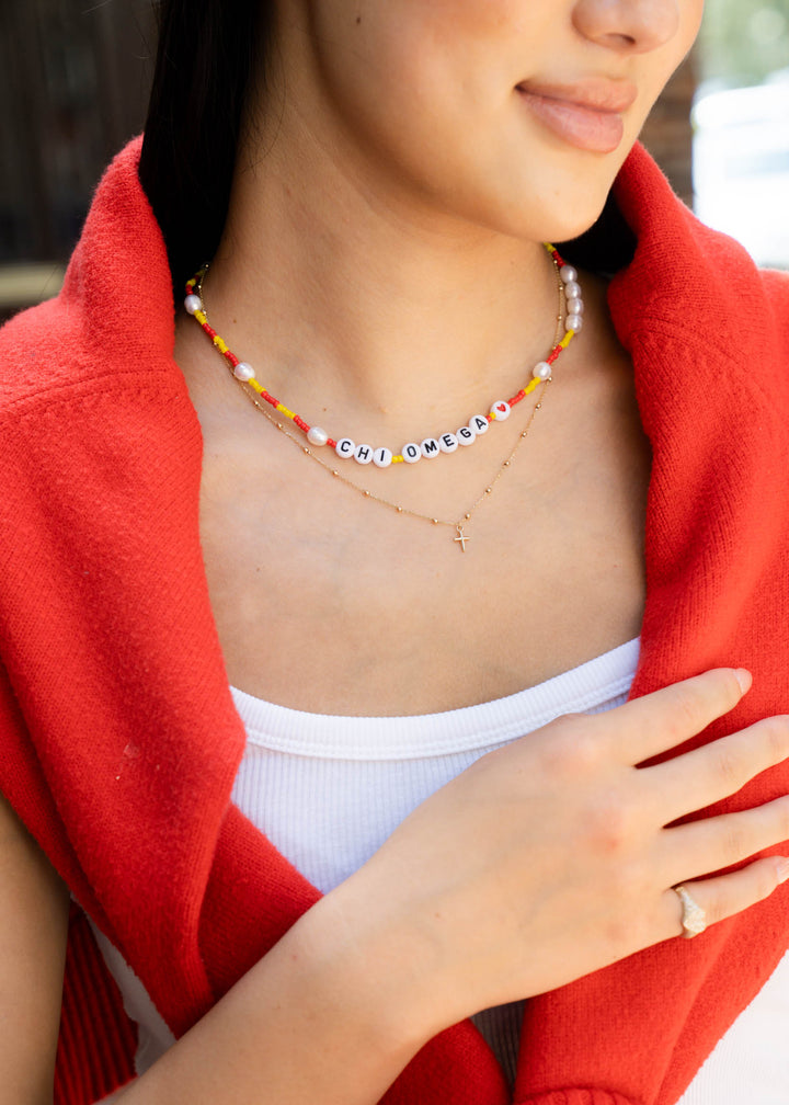 Sorority Bead and Pearl Necklace