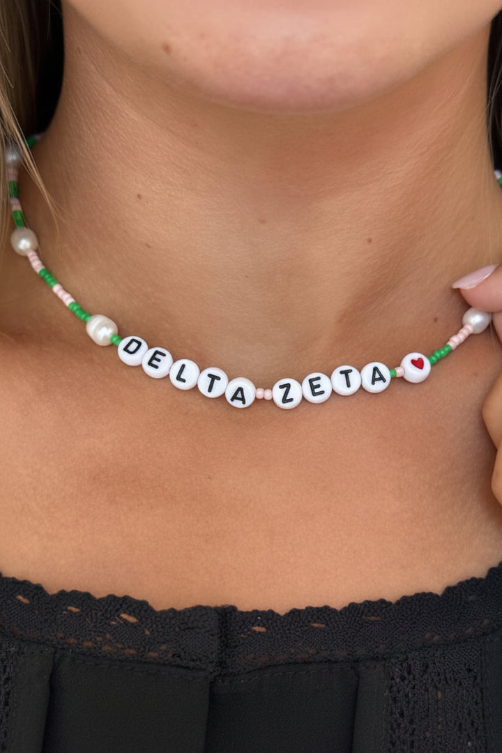 Sorority Bead and Pearl Necklace