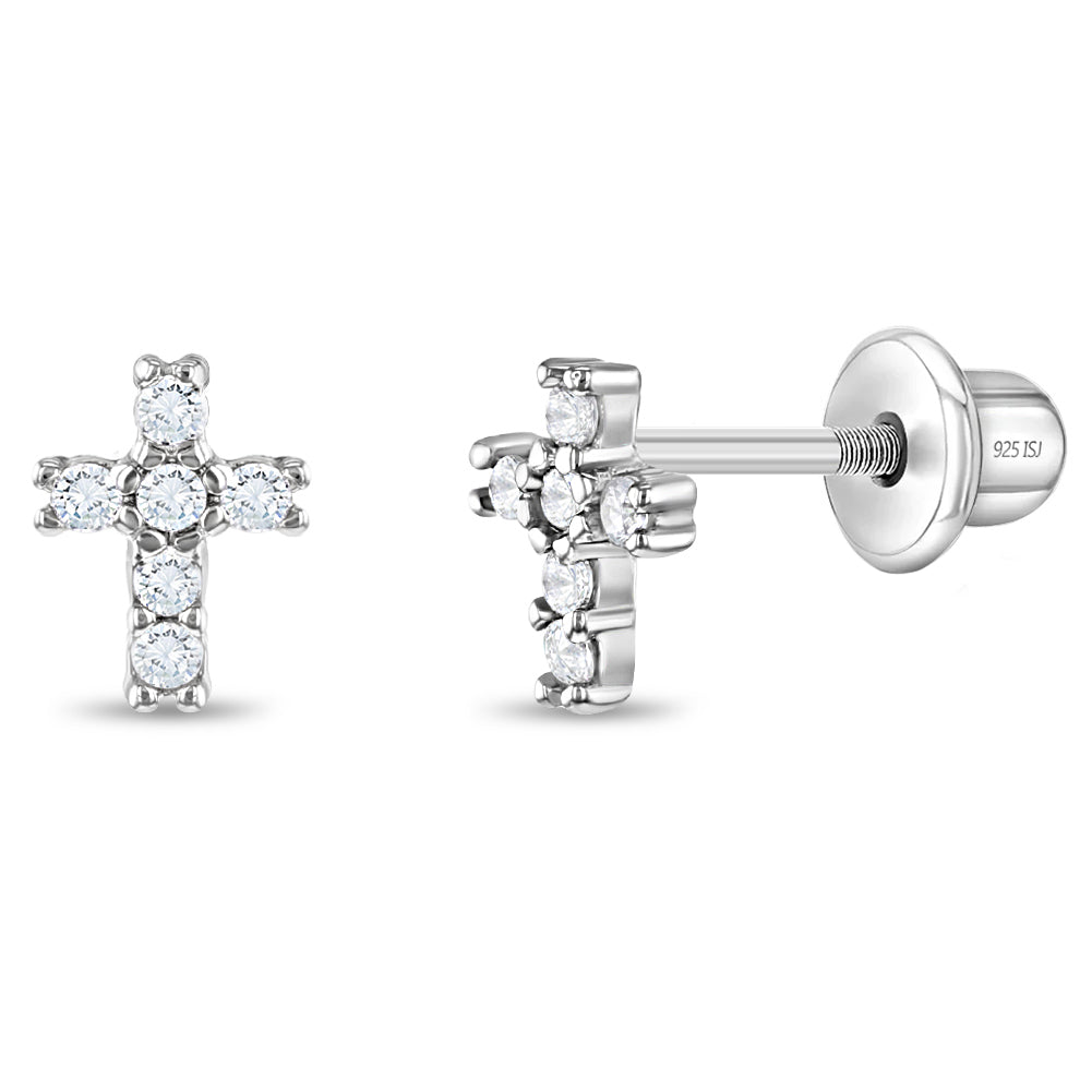 Delicate CZ Cross Necklace & Earring Set
