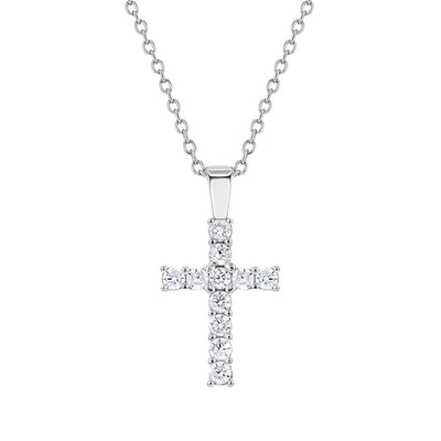 Delicate CZ Cross Necklace & Earring Set