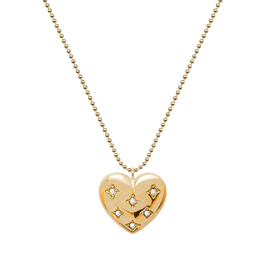 Starburst Heart Beaded Chain Necklace-Embark Fine Jewelry