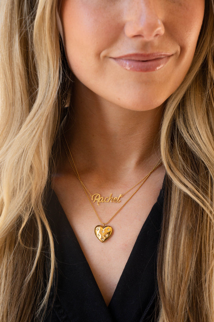 Starburst Heart Beaded Chain Necklace