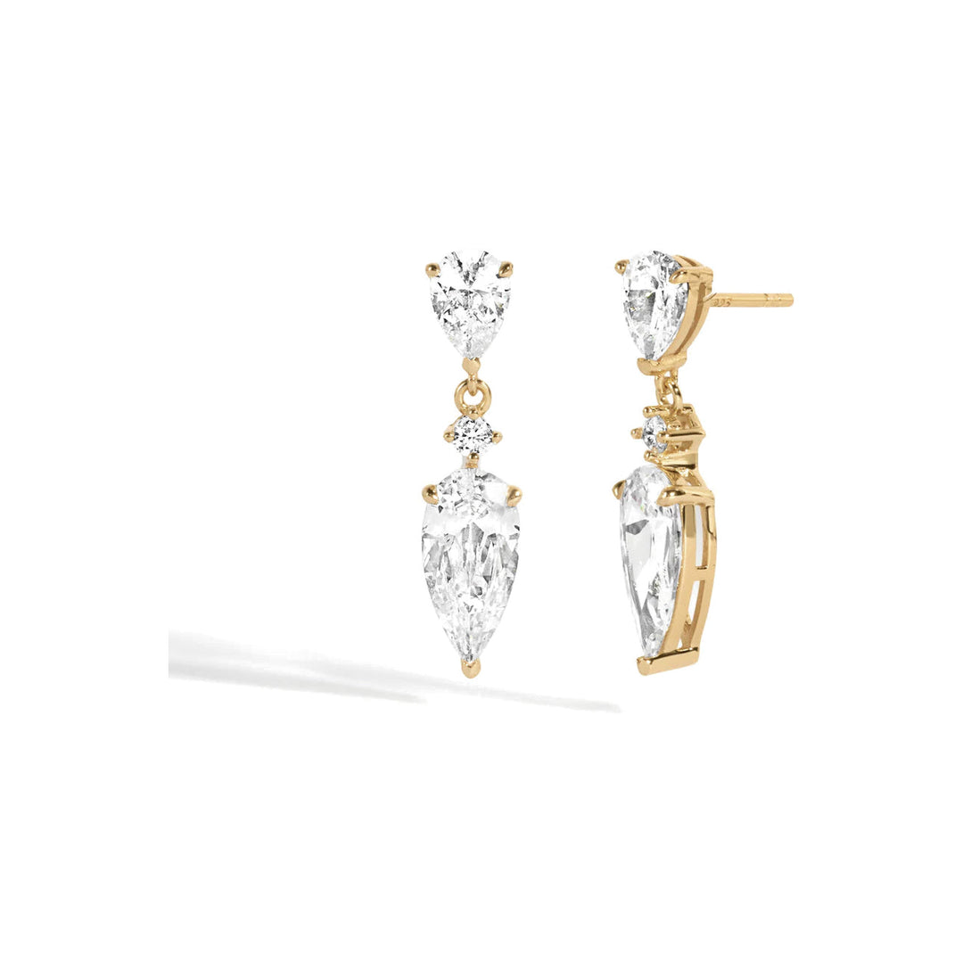 Three-Stone Pear Drop Earrings-Embark Fine Jewelry