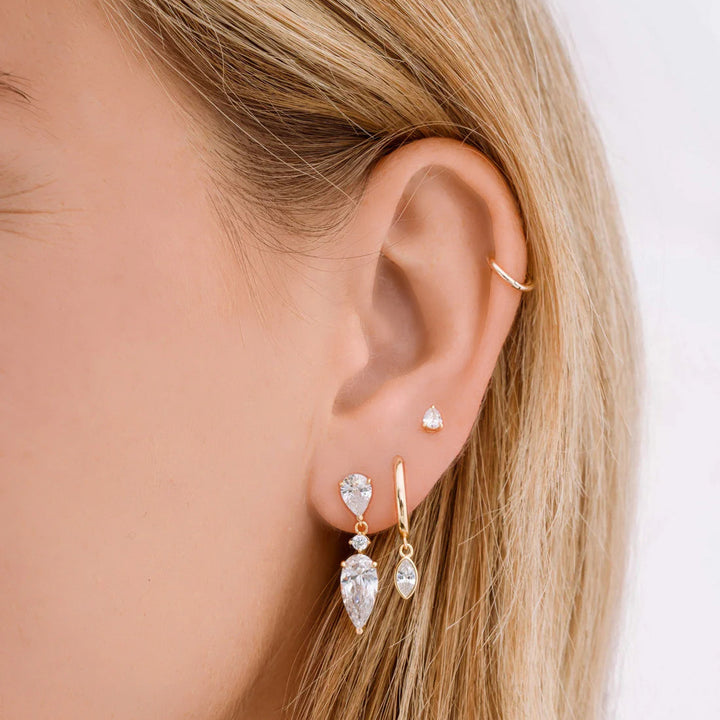 Three-Stone Pear Drop Earrings-Embark Fine Jewelry