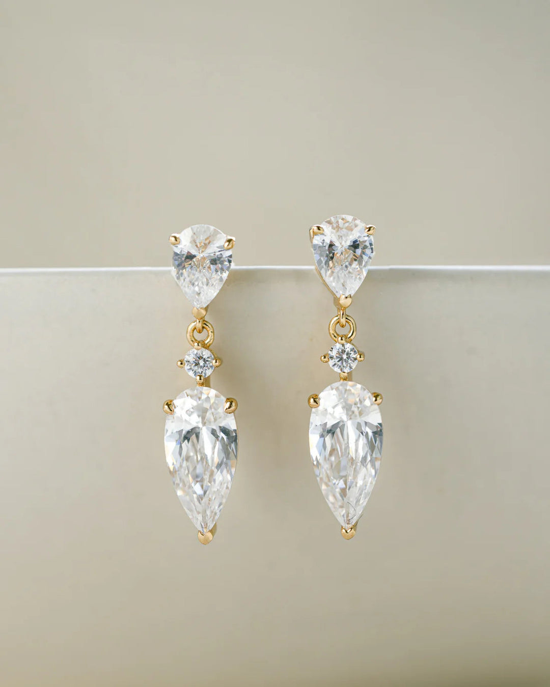 Three-Stone Pear Drop Earrings-Embark Fine Jewelry