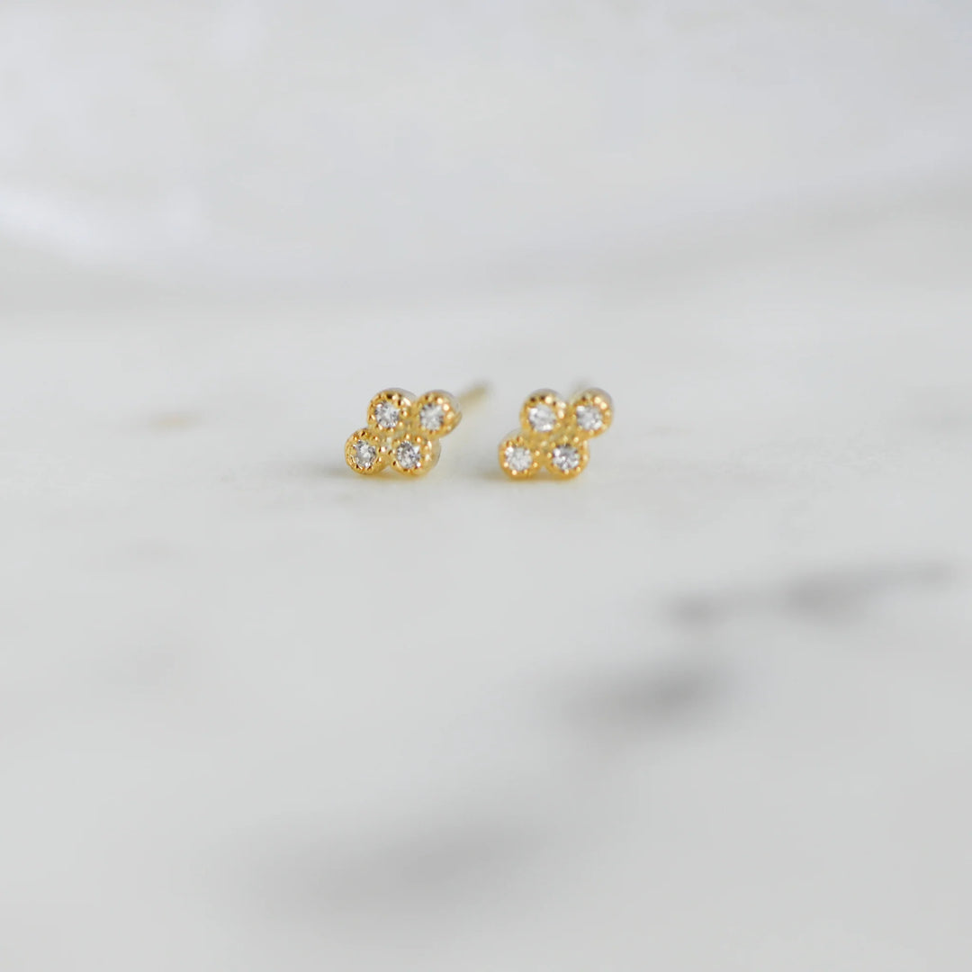 Tiny Four Stone CZ Stud