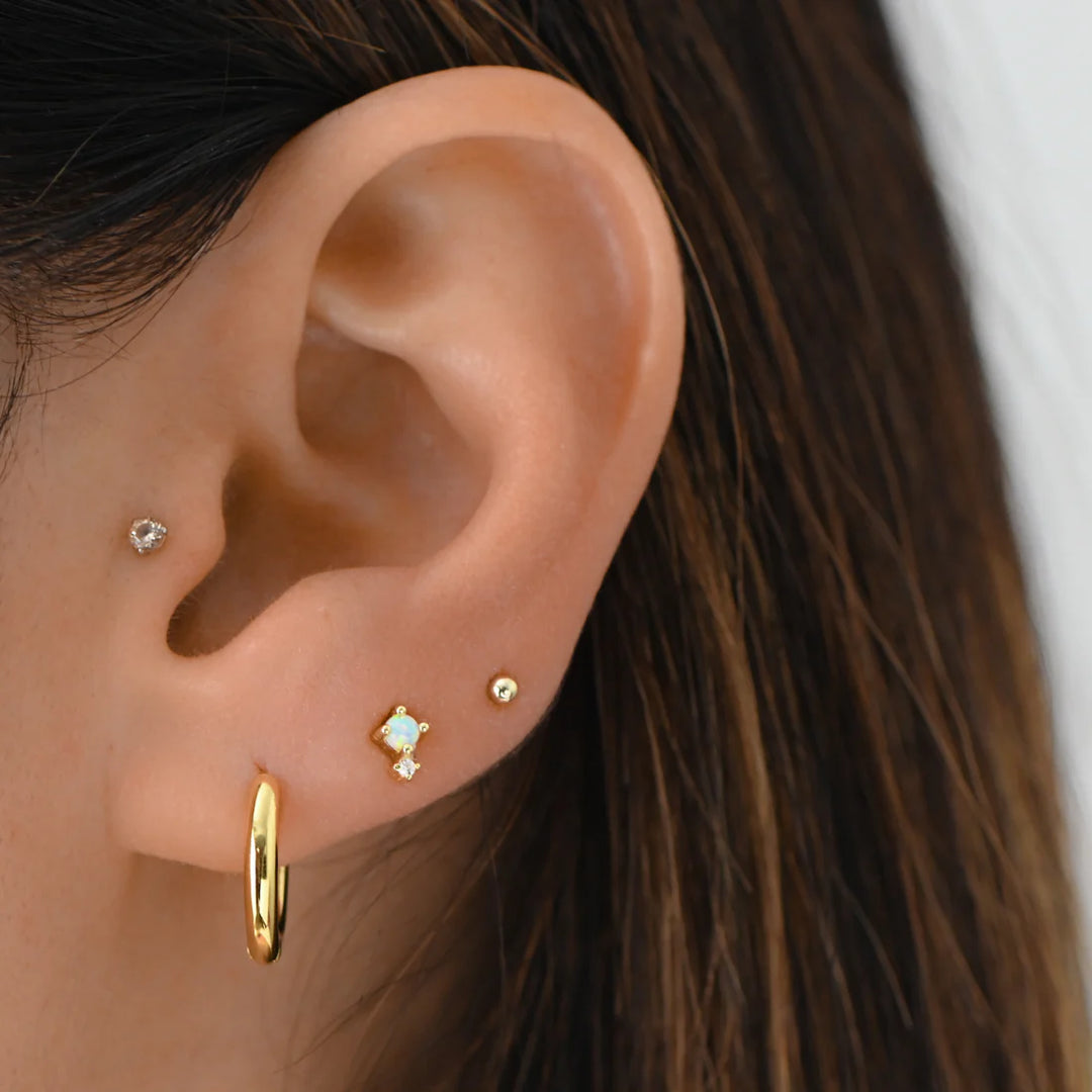 Tiny Opal & CZ Stud