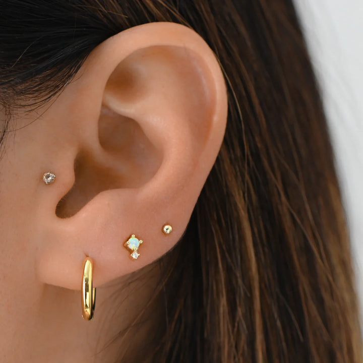 Tiny Opal & CZ Stud