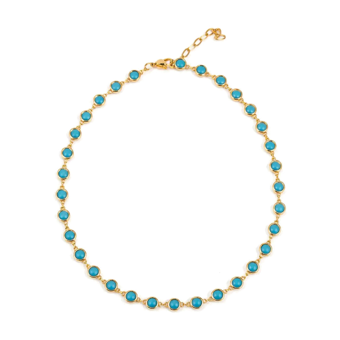 Turquoise Bezel Chain Link Necklace-Embark Fine Jewelry