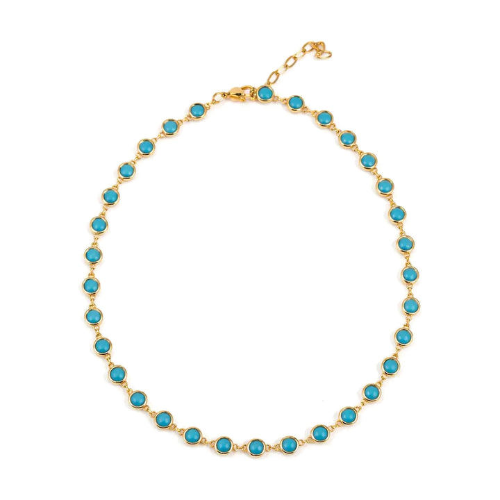 Turquoise Bezel Chain Link Necklace-Embark Fine Jewelry