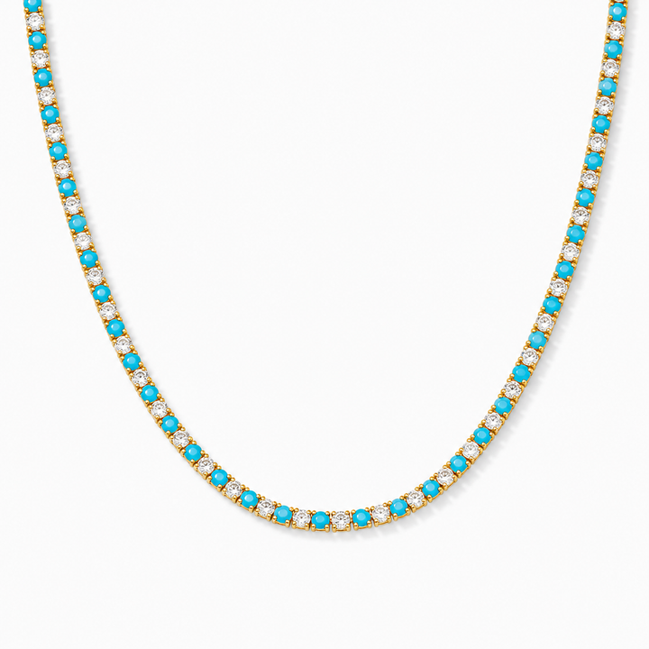 Turquoise &amp; CZ Tennis Necklace